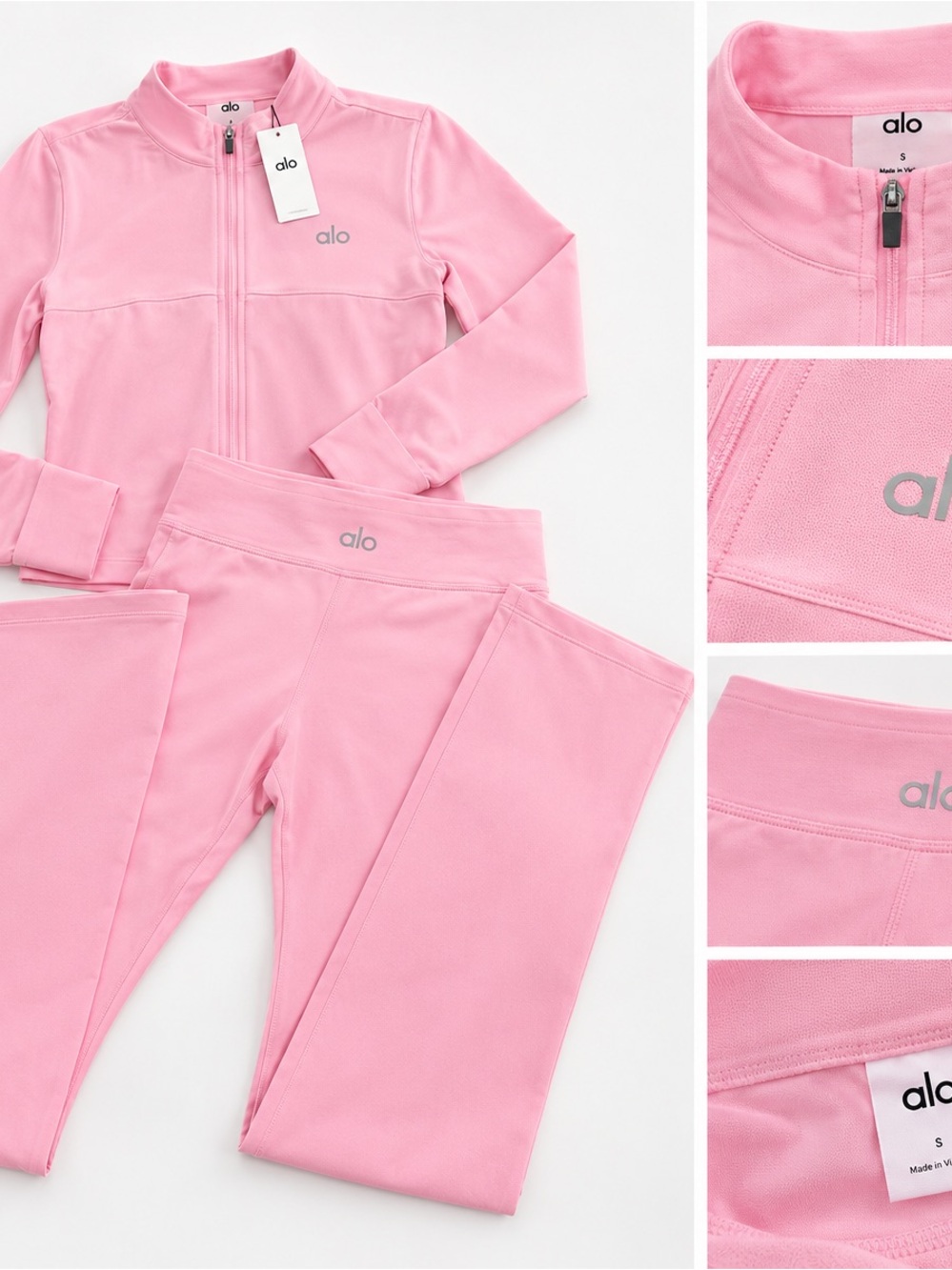 ALO Yoga Women's Light Pink Wide-Leg Leggings Set